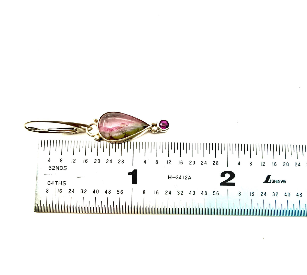 Watermelon Tourmaline Earrings in Sterling Silver