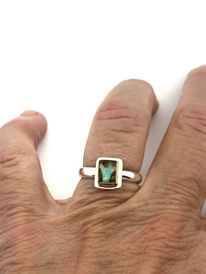 Australian Opal Ring in Silver and Gold, Pipe Opal Ring, October Birthstone Gift, Opal Statement Ring