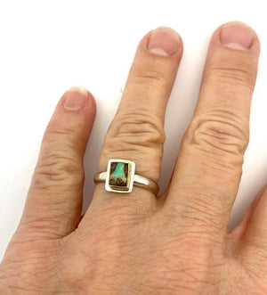 Australian Opal Ring in Silver and Gold, Pipe Opal Ring, October Birthstone Gift, Opal Statement Ring