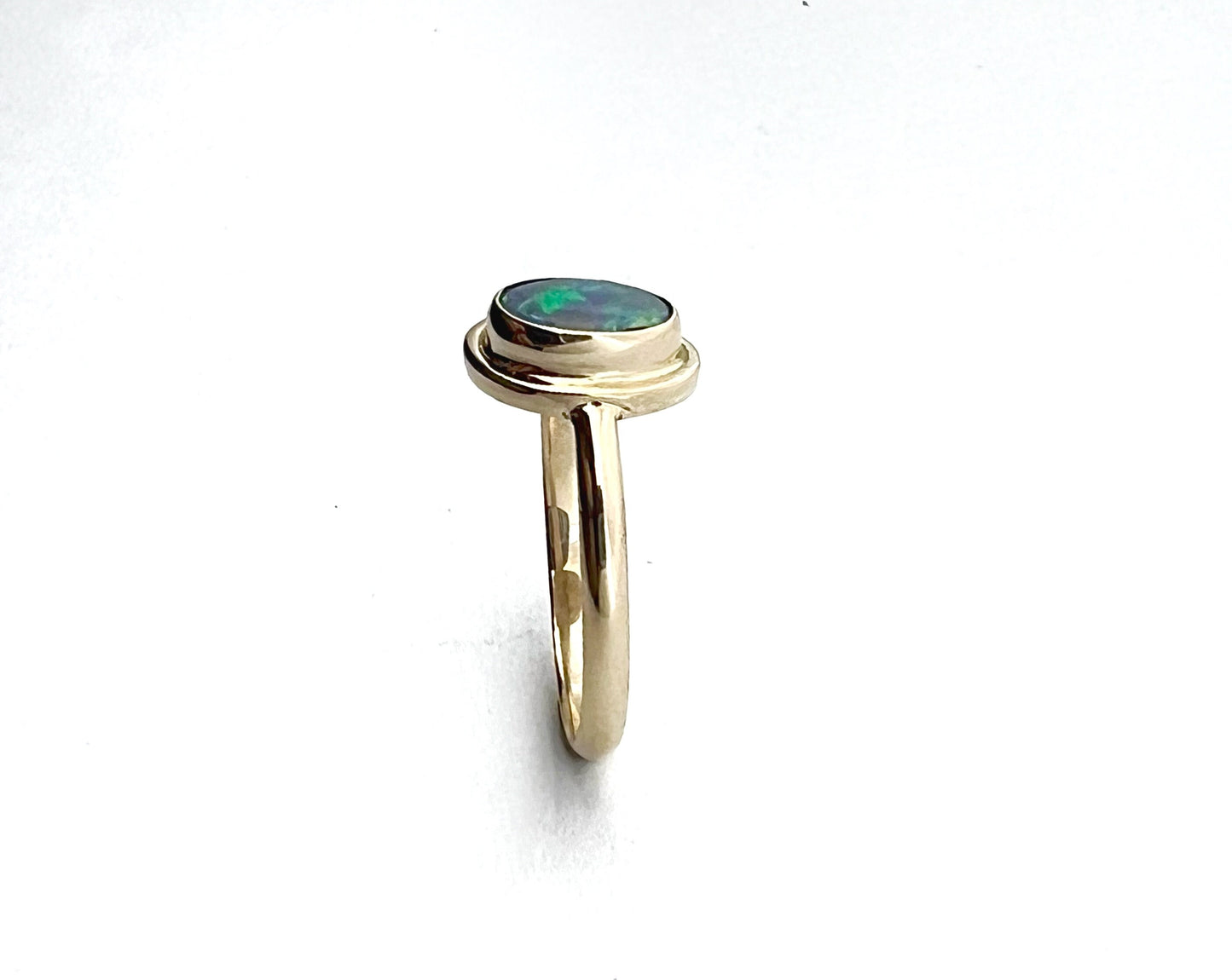 Australian Opal Ring 1n 14k Gold, Natural Gemstone Ring, October Birthstone Jewelry