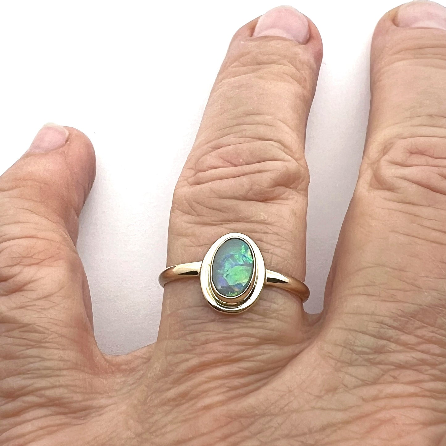 Australian Opal Ring 1n 14k Gold, Natural Gemstone Ring, October Birthstone Jewelry