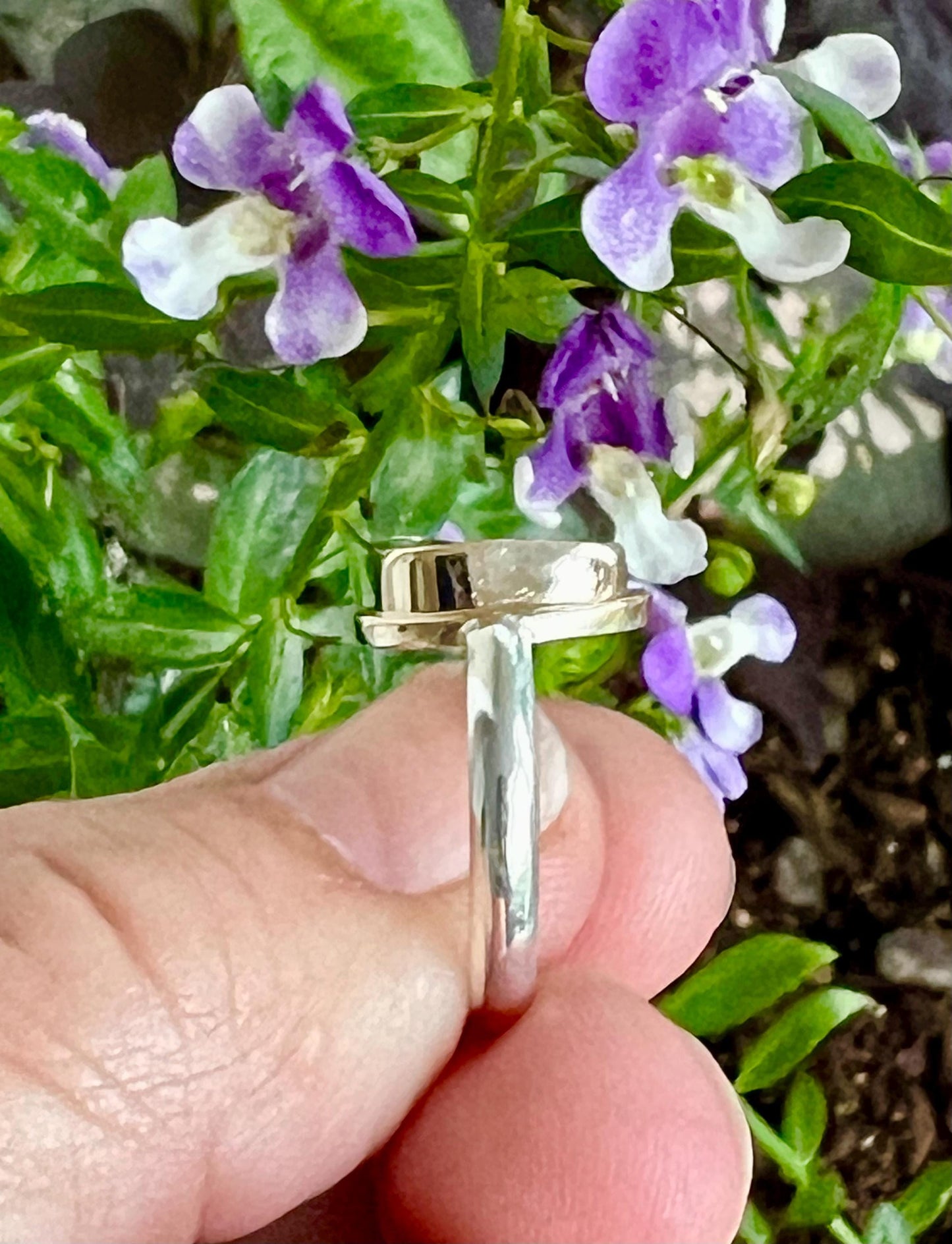 Australian Opal Ring with Solid Multi Color Opal in 14k Gold and Sterling Silver