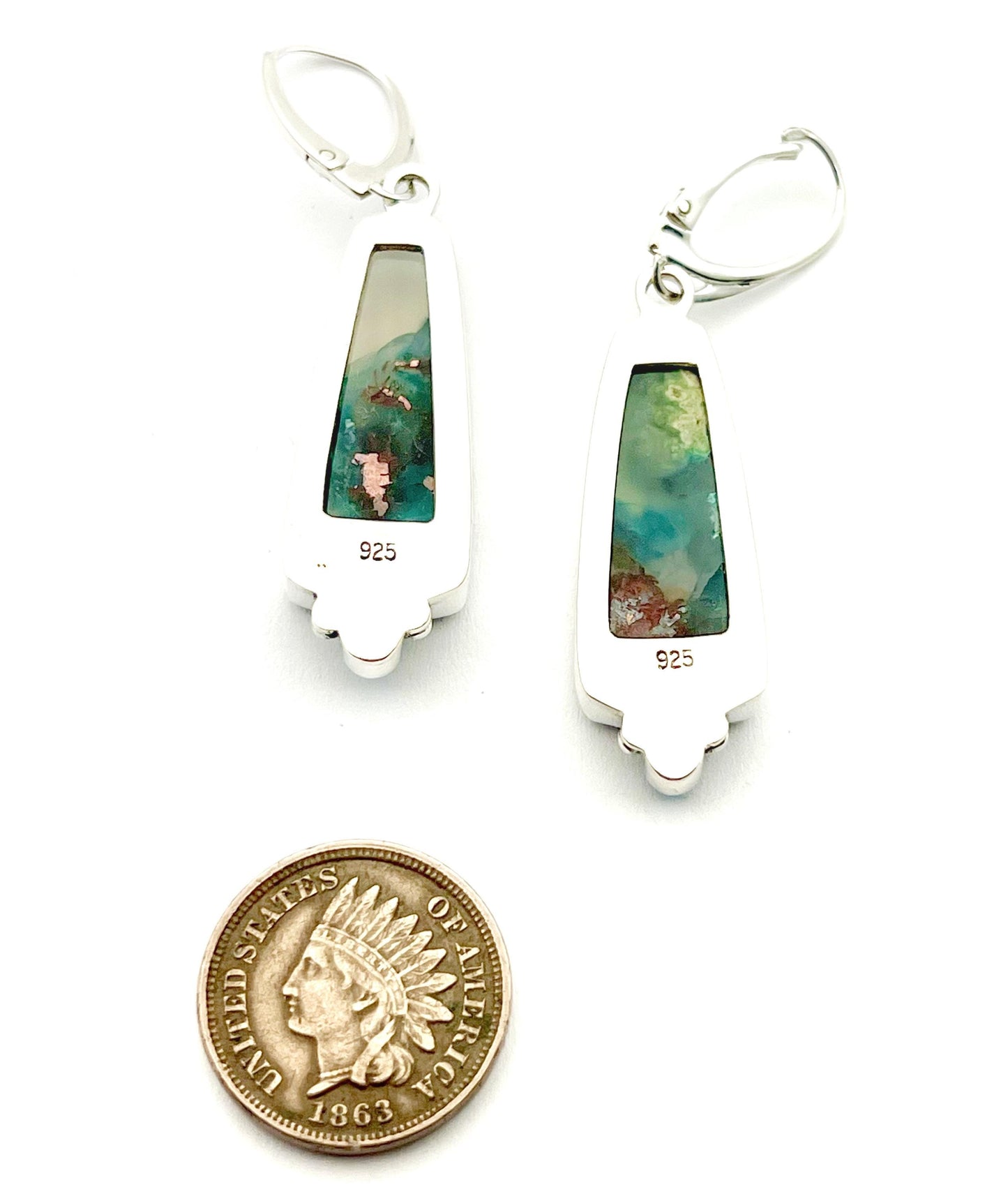 Confetti Chrysocolla and Neon Apatite Earrings in Sterling Silver, Sugar Water Flower Agate OOAK Earrings