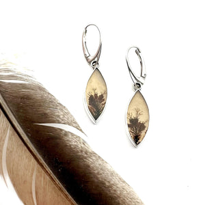 Dendritic Agate Earrings in Sterling Silver, Scenic Stone Jewelry, Nature lover earrings