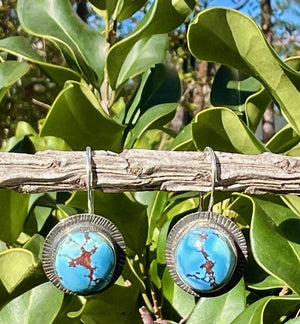 Golden Hills Turquoise Earrings, Lavender Turquoise Round Earrings,Kazakhstan Earrings in Sterling Silver