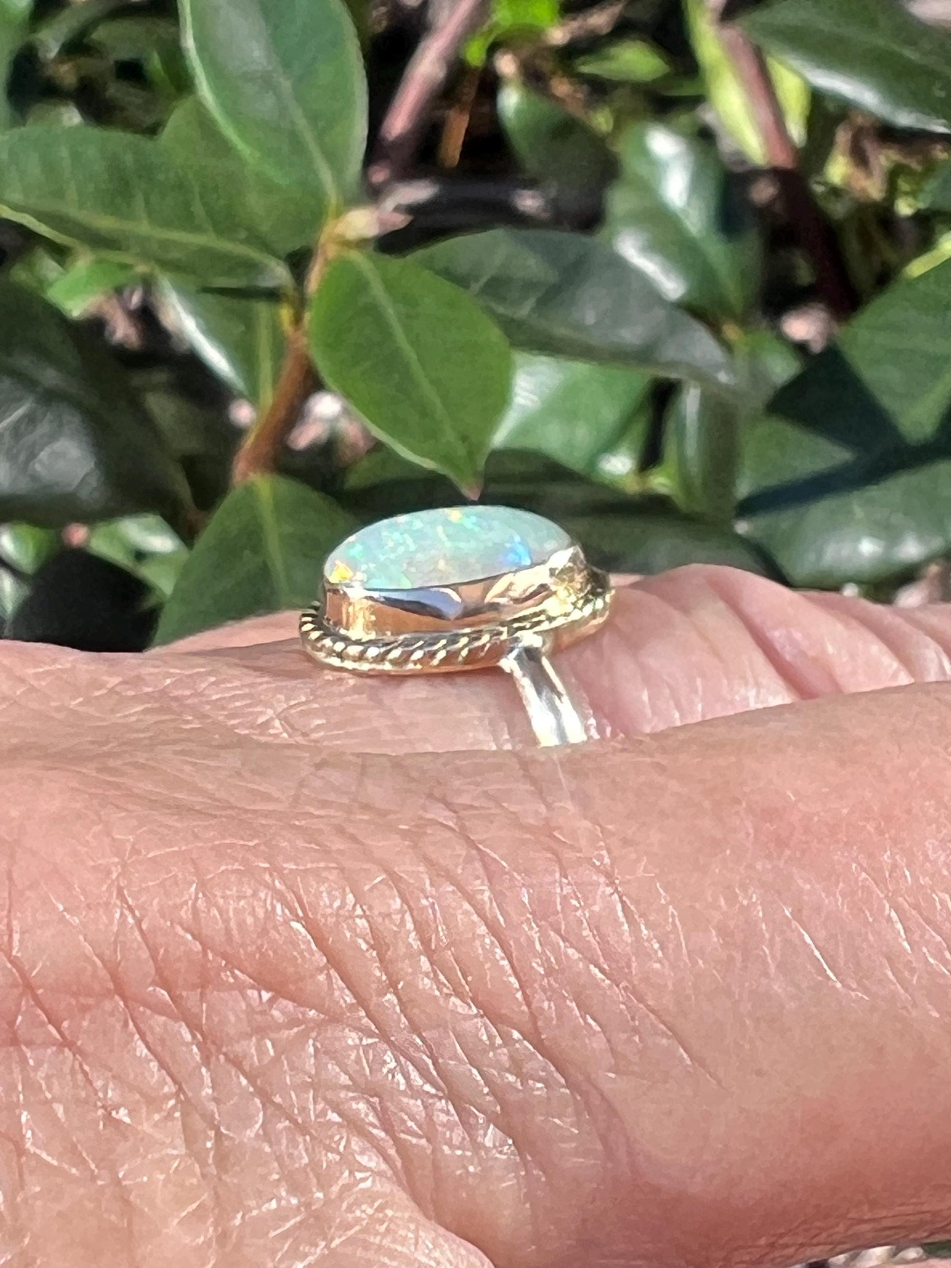 Ethiopian Opal in 14k gold ring, October Birthstone Ring, Solid Opal Statement ring