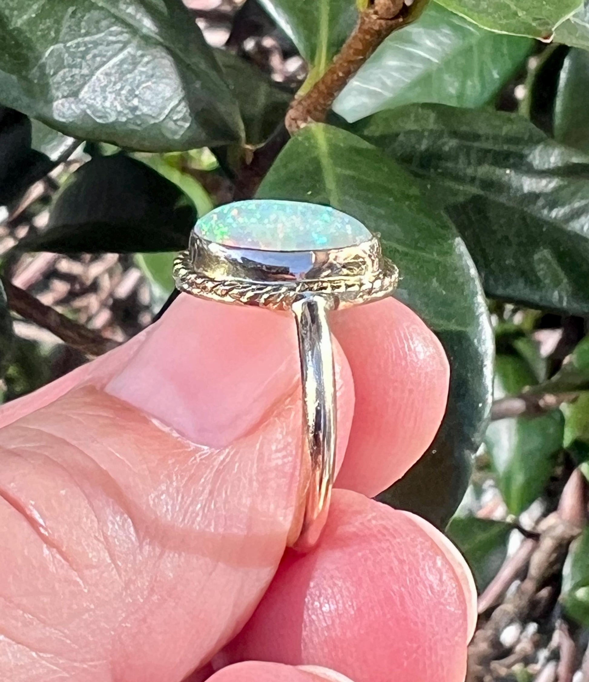 Ethiopian Opal in 14k gold ring, October Birthstone Ring, Solid Opal Statement ring