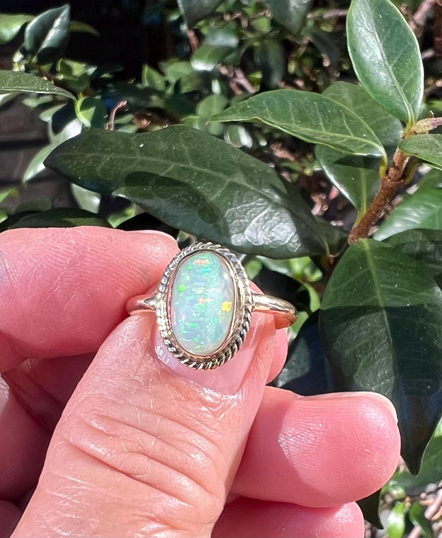 Ethiopian Opal in 14k gold ring, October Birthstone Ring, Solid Opal Statement ring