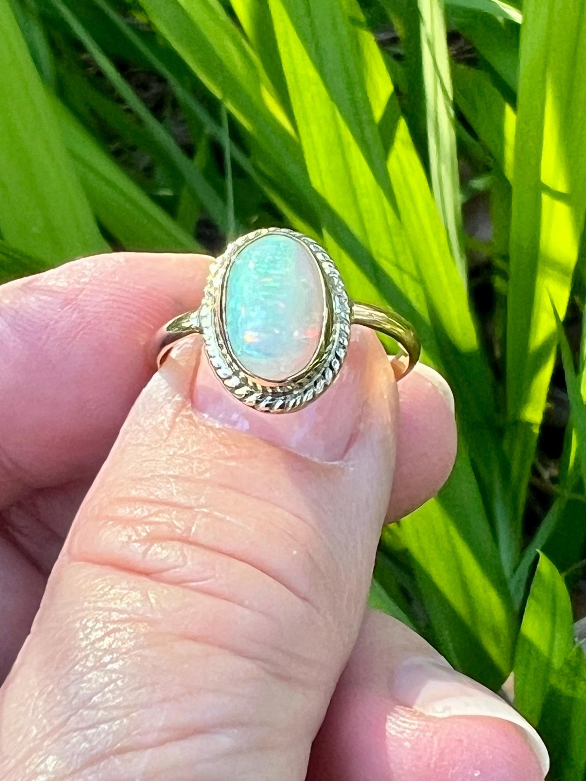 Ethiopian Opal in 14k gold ring, October Birthstone Ring, Solid Opal Statement ring