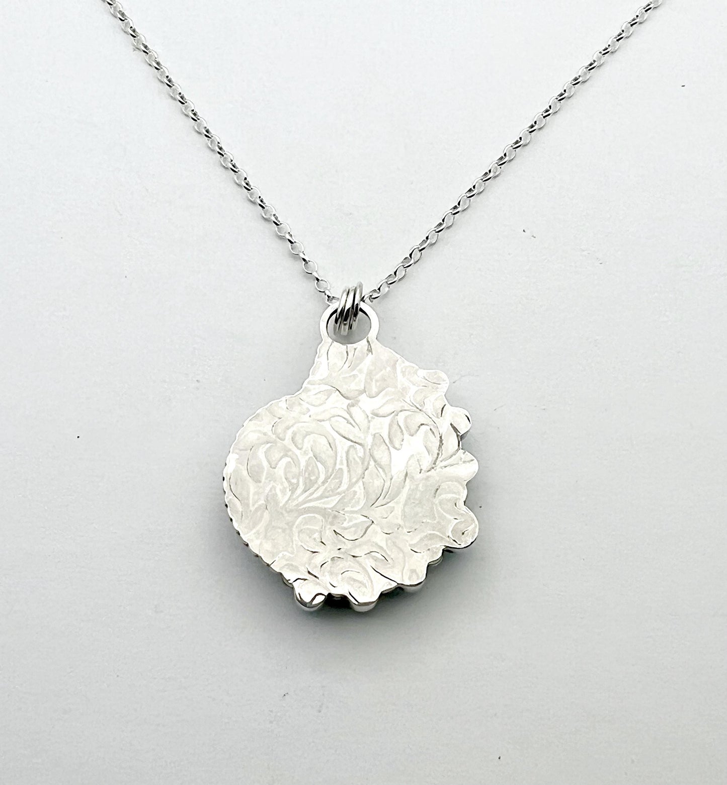 Ammonite Fossil Inlaid with Natural Turquoise, Sea Life Pendant, Turquoise Necklace