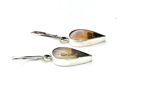 Dendritic Agate Teardrops in Sterling Silver, Scenic Stone Earrings, OOAK Nature Lover Jewelry