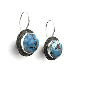 Golden Hills Turquoise Earrings, Lavender Turquoise Round Earrings,Kazakhstan Earrings in Sterling Silver