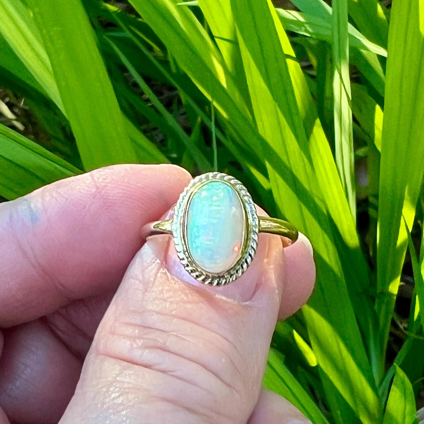 Ethiopian Opal in 14k gold ring, October Birthstone Ring, Solid Opal Statement ring