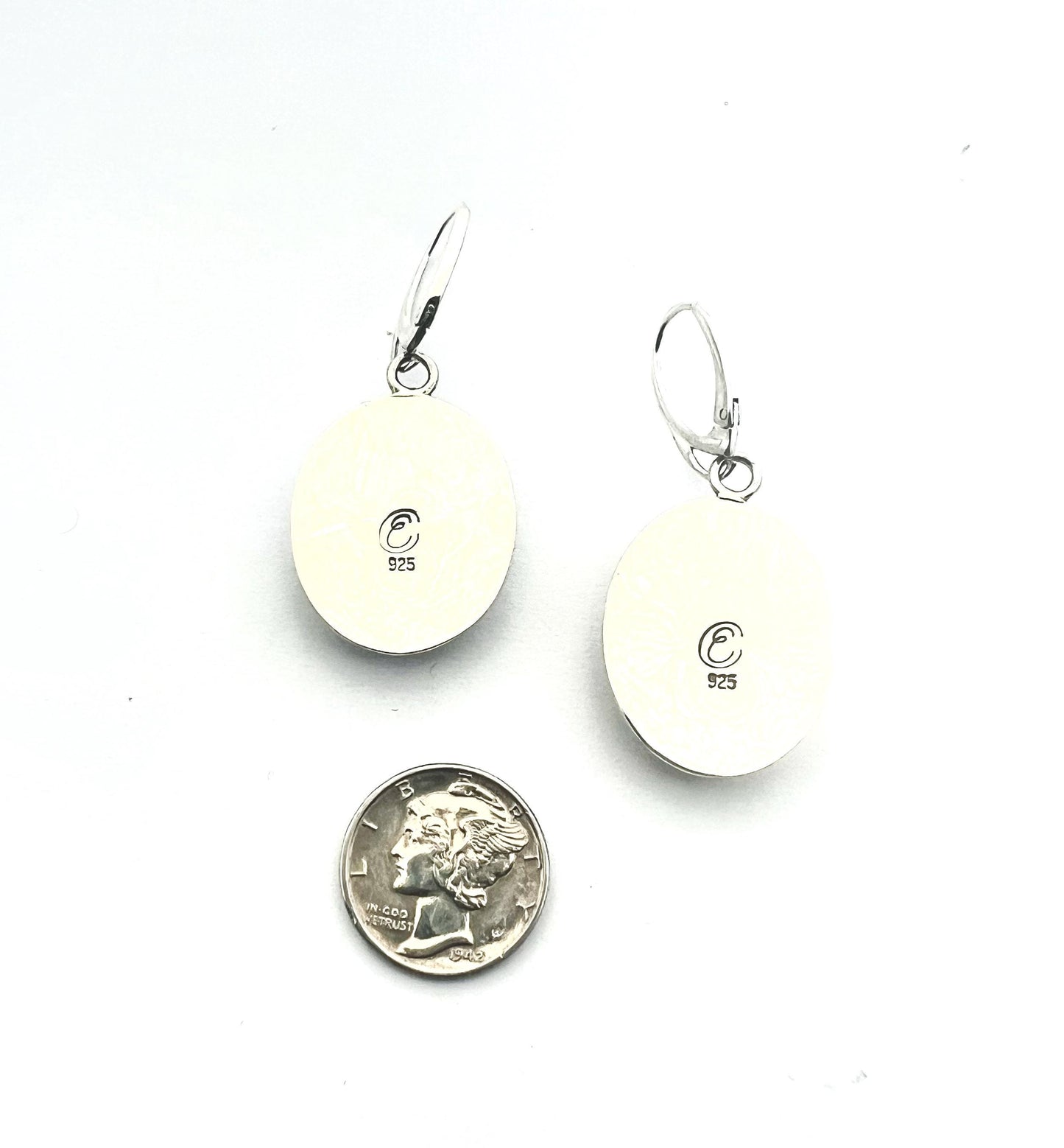 Ammonite Fossils Inlaid with Ammolite Sterling Silver Earrings, Fossil Jewelry, OOAK Rare Stone Earrings