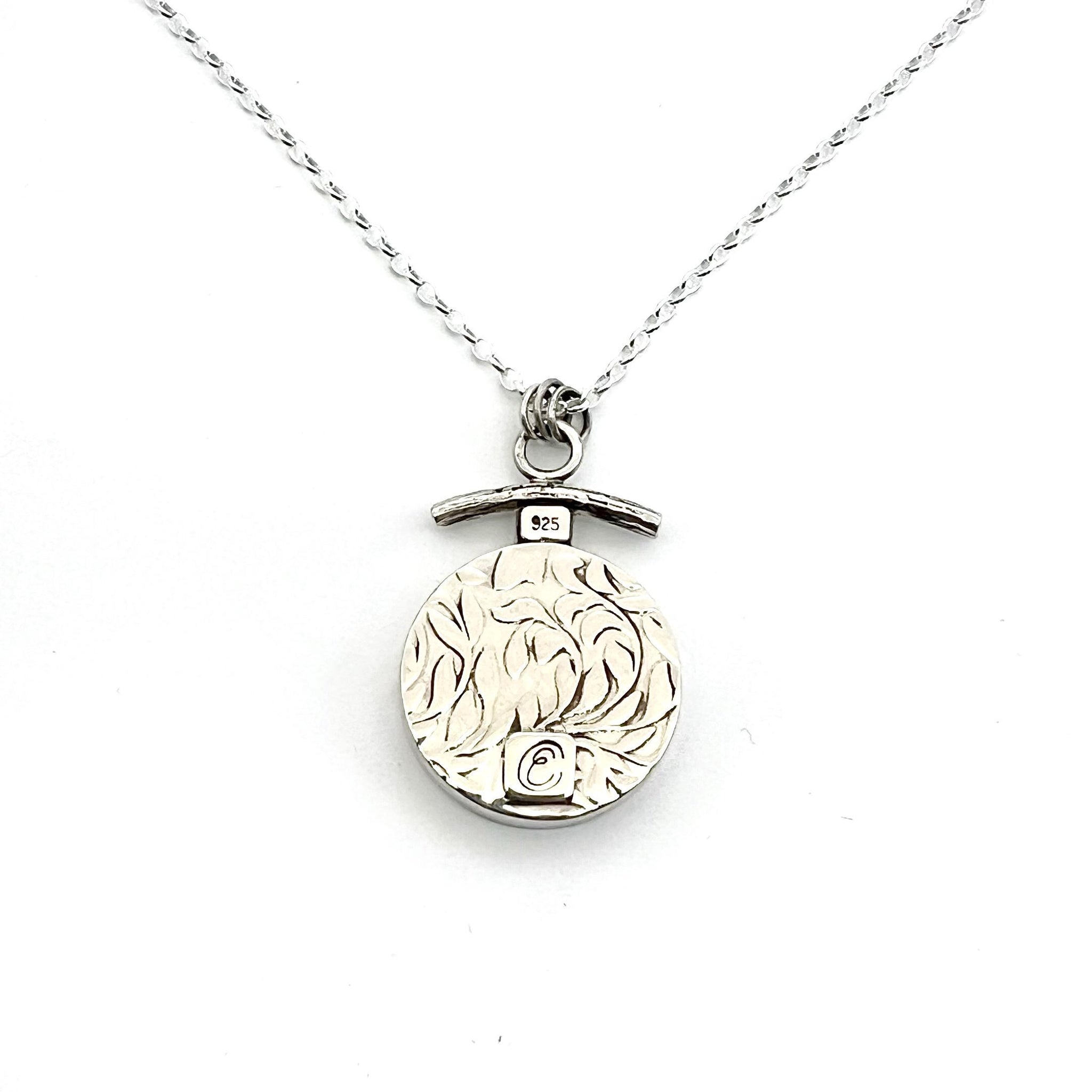 Dendritic Agate Starburst Pendant, Black and White Nature Necklace, Floral Pendant in 14k and Sterling Silver