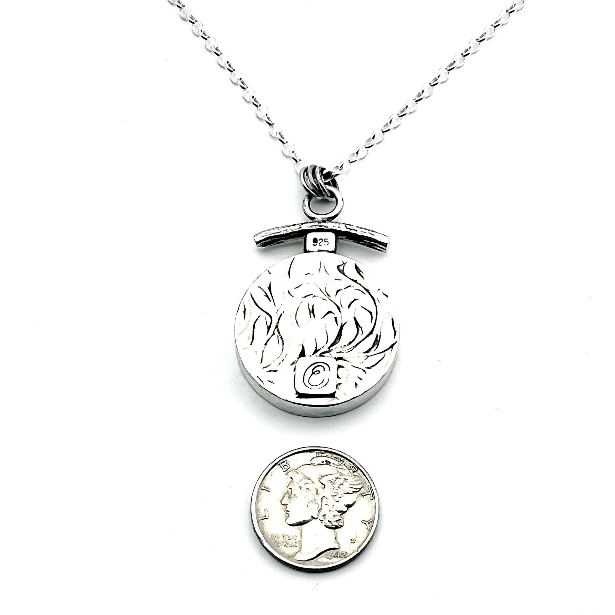 Dendritic Agate Starburst Pendant, Black and White Nature Necklace, Floral Pendant in 14k and Sterling Silver