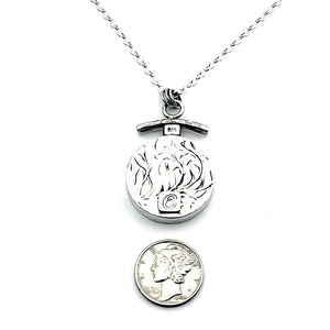 Dendritic Agate Starburst Pendant, Black and White Nature Necklace, Floral Pendant in 14k and Sterling Silver