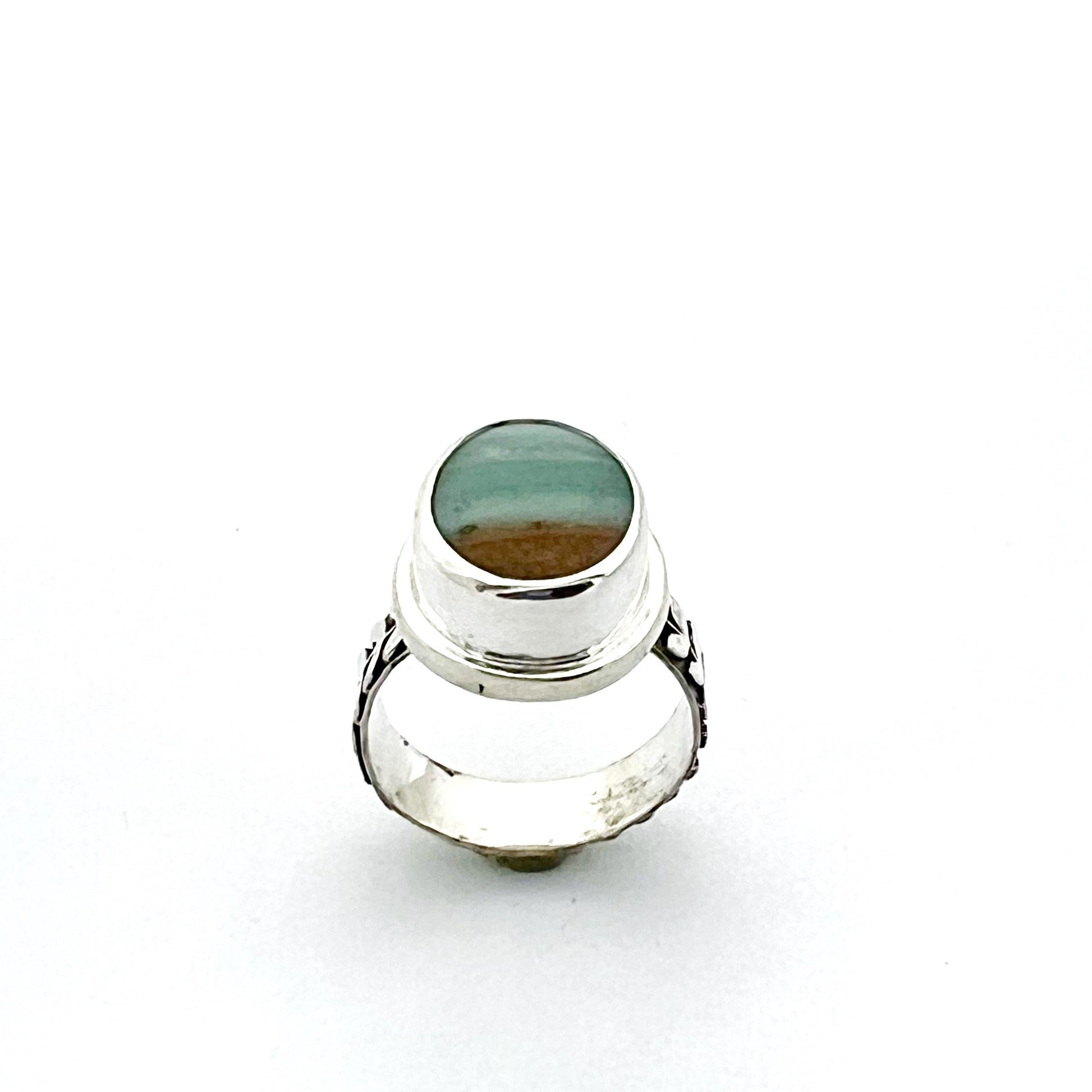 Ocean Picture Stone Ring in Sterling Silver, Scenic Statement Ring