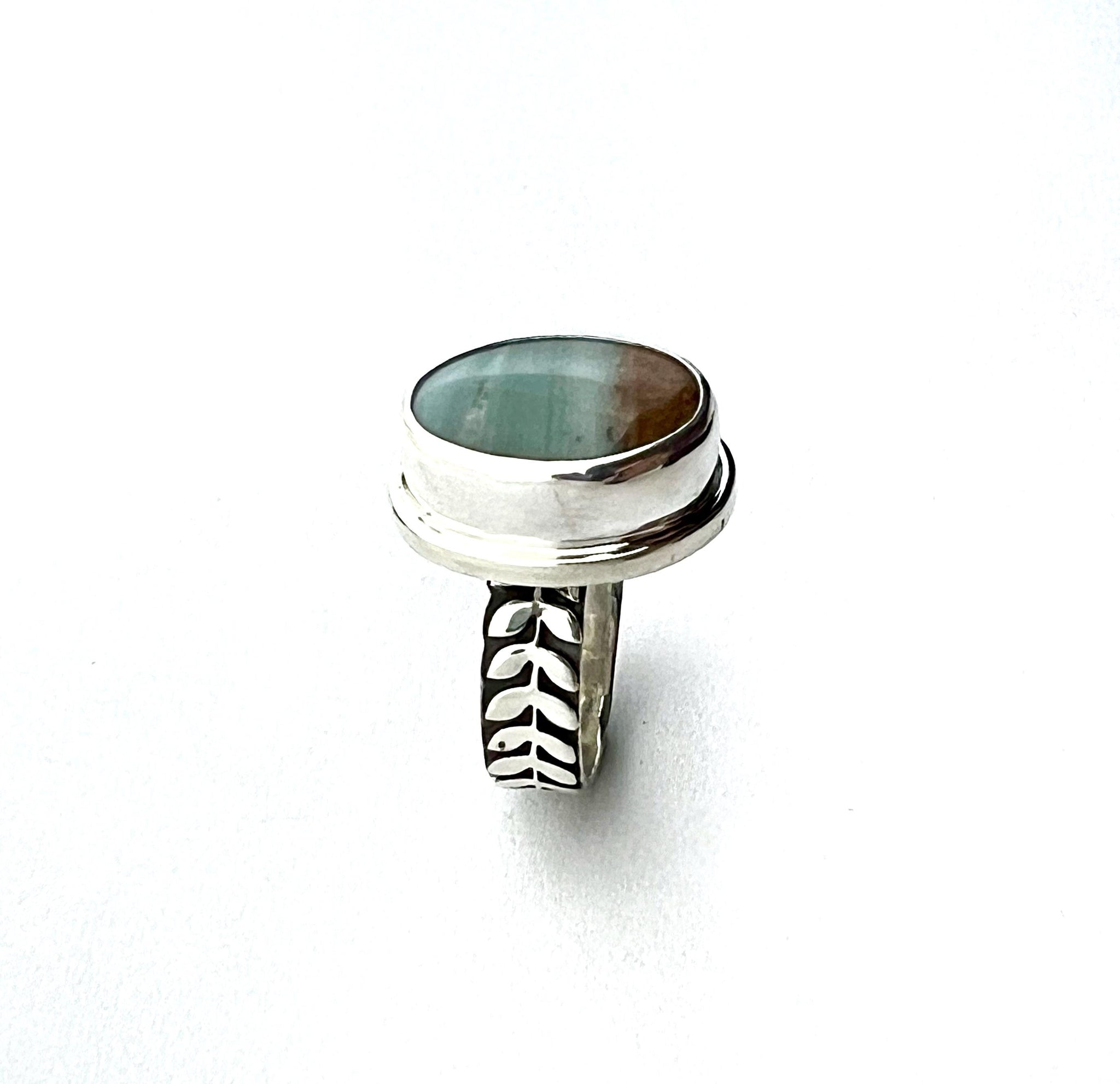 Ocean Picture Stone Ring in Sterling Silver, Scenic Statement Ring