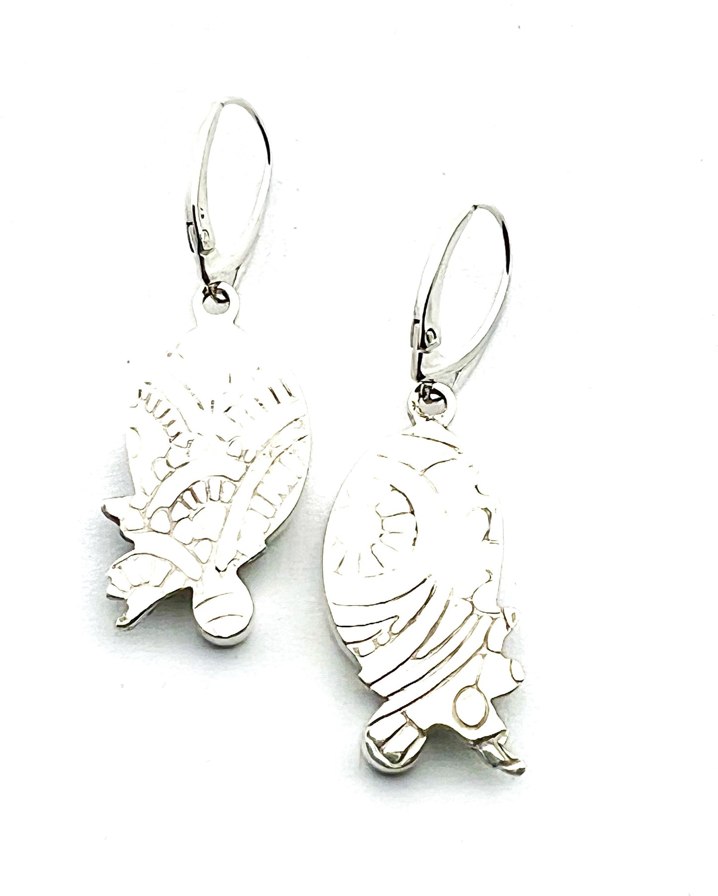 Dendritic Agate and Fire Opal Earrings, Floral Earrings in Sterling Silver