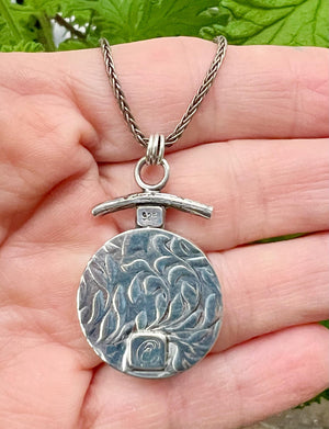 Dendritic Agate Starburst Pendant, Black and White Nature Necklace, Floral Pendant in 14k and Sterling Silver