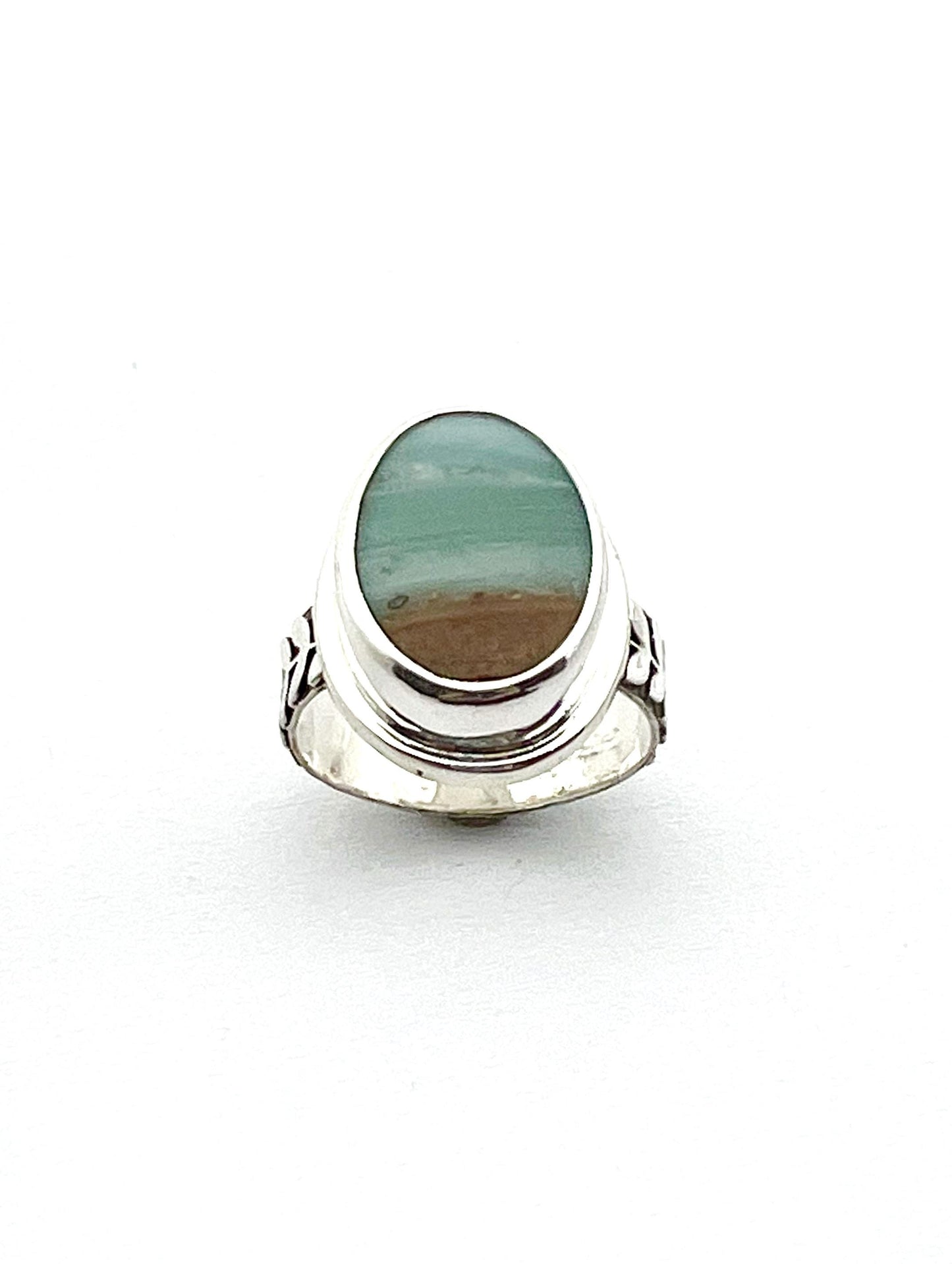 Ocean Picture Stone Ring in Sterling Silver, Scenic Statement Ring