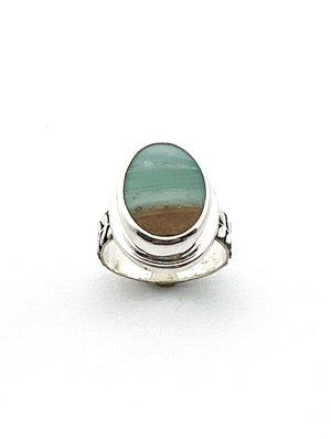 Ocean Picture Stone Ring in Sterling Silver, Scenic Statement Ring