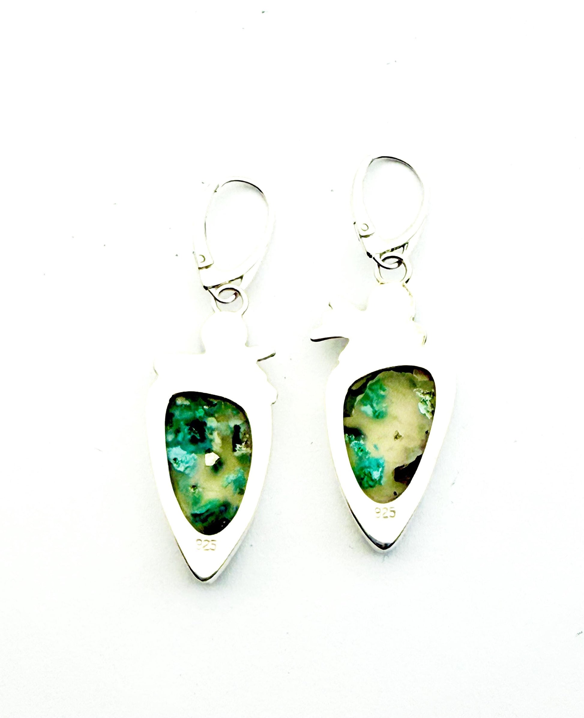 Confetti Chrysocolla and Neon Apatite Earrings, Sugar Water Flower Agate in Sterling Silver