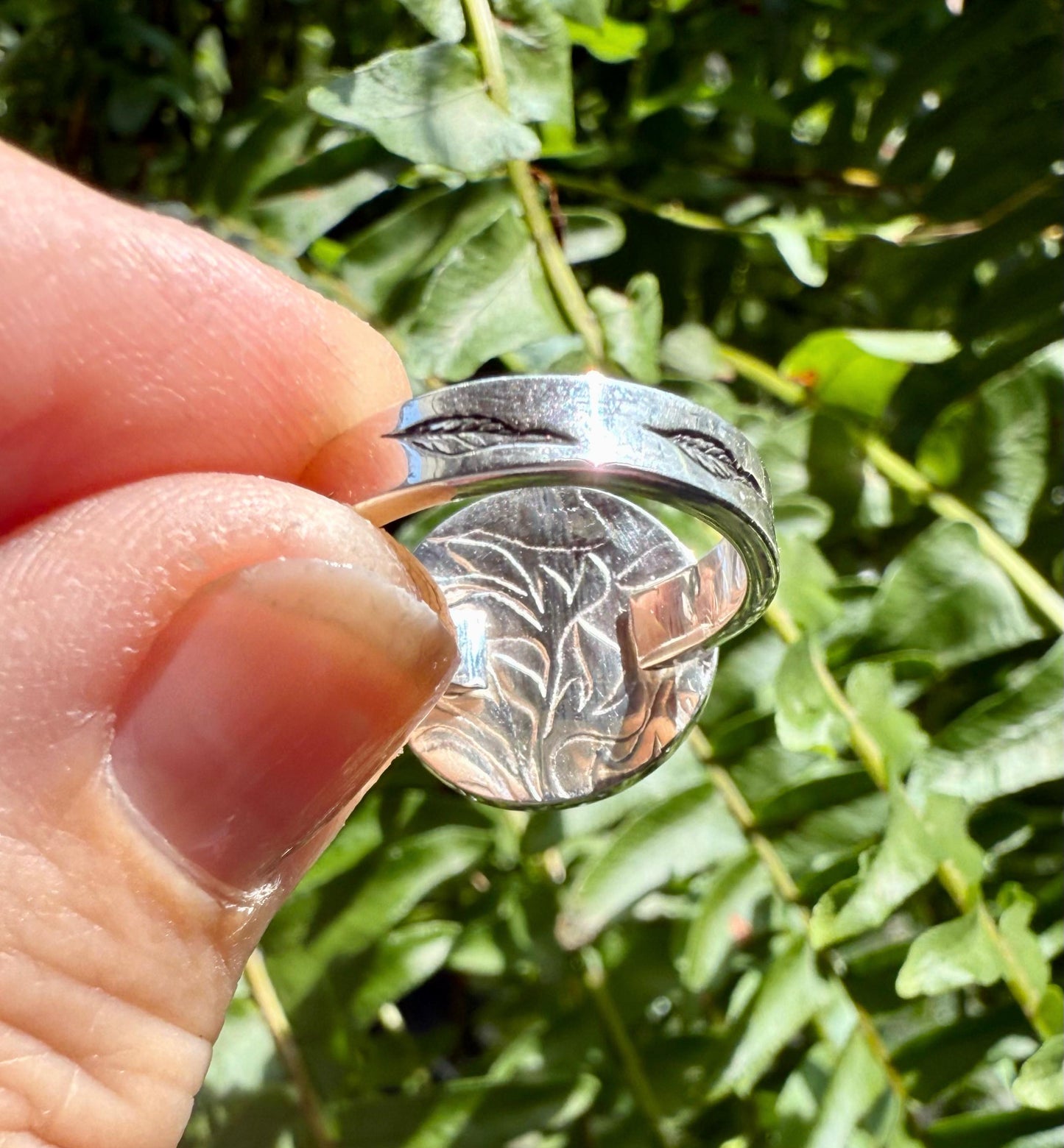 Dendritic Agate Ring in Sterling Silver, OOAK Scenic Stone Ring