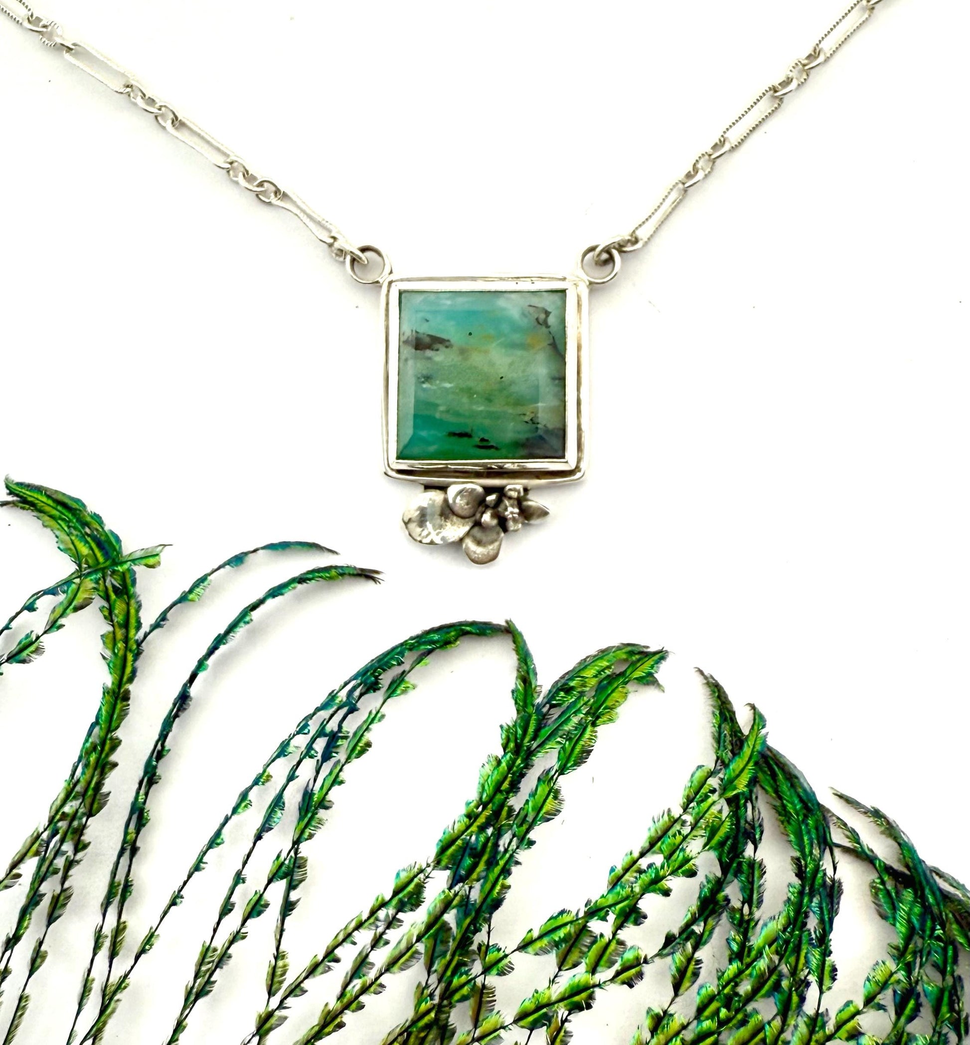 Peruvian Opal Necklace in Sterling Silver