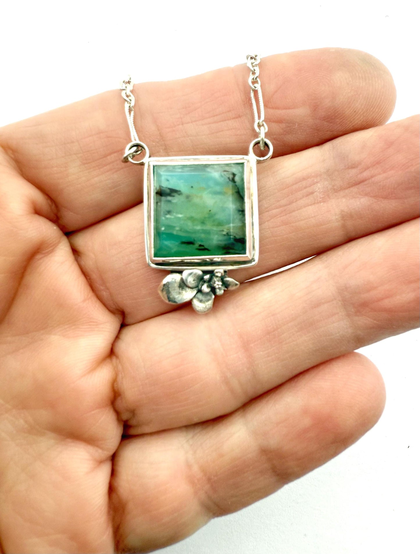 Peruvian Opal Necklace in Sterling Silver