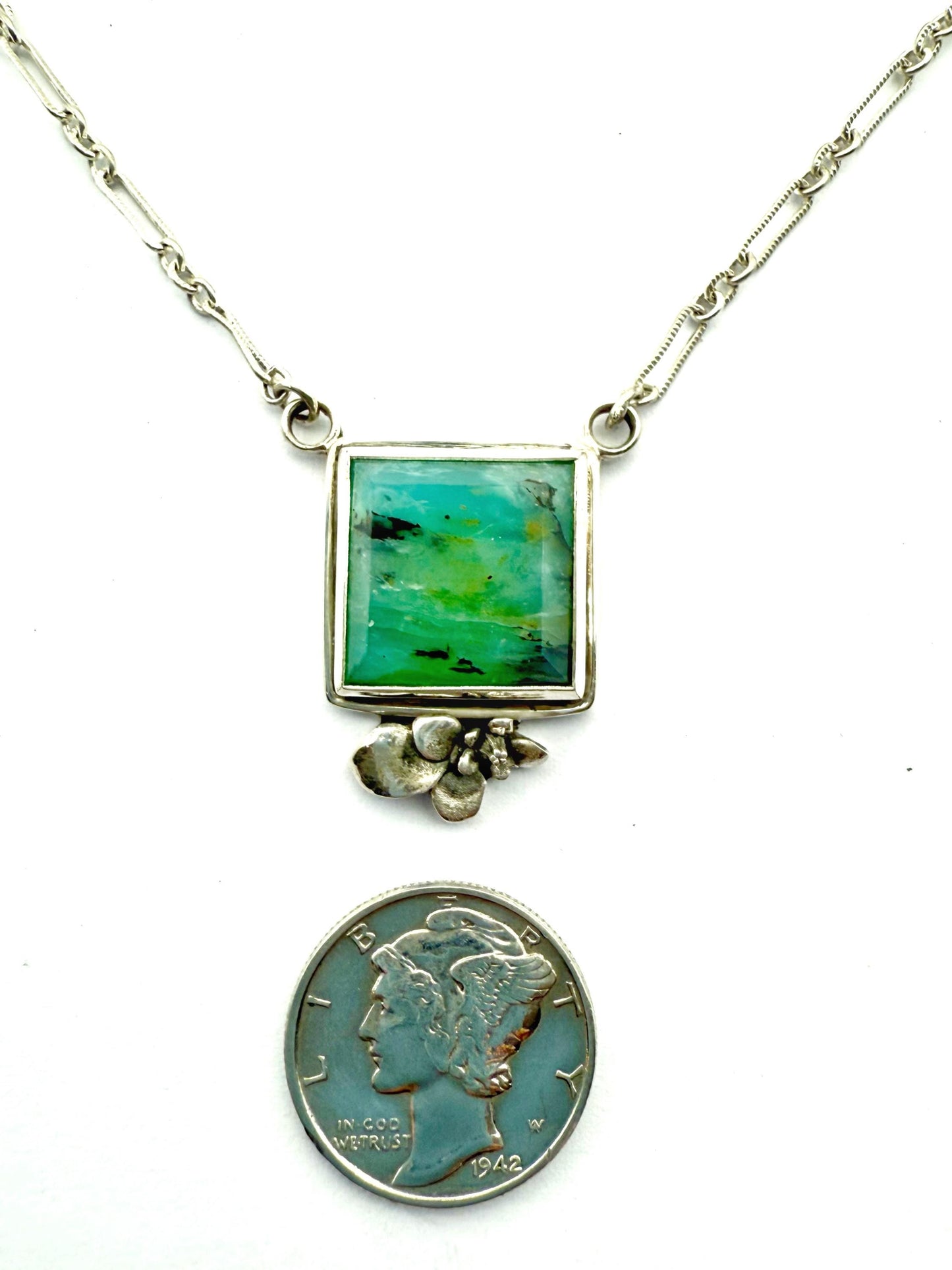 Peruvian Opal Necklace in Sterling Silver