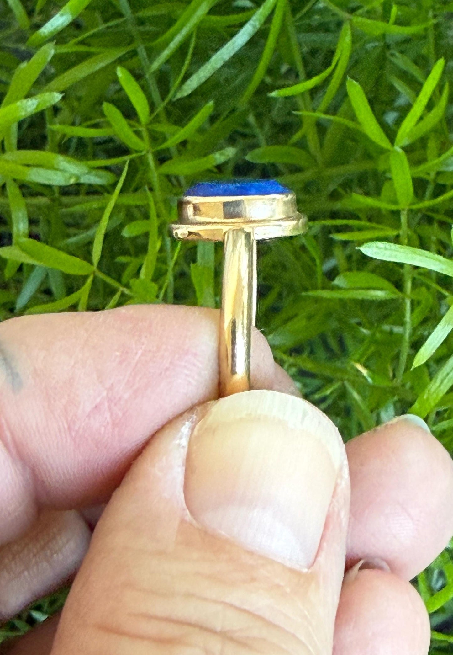 14K Gold Ring Lapis Faceted Natural Blue Lapis Handmade Ring