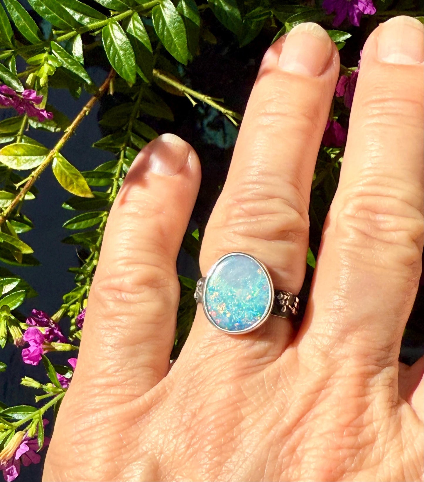 Australian Opal Ring in Sterling Silver