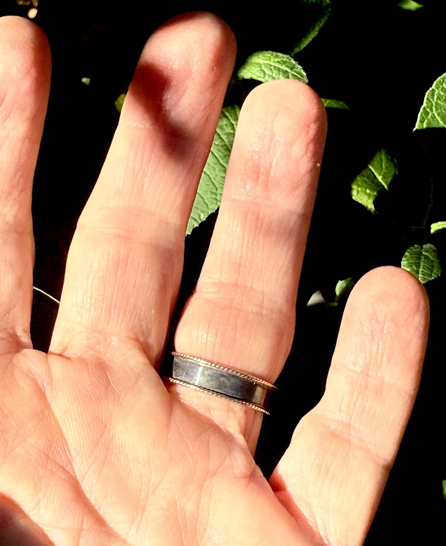 Handmade Labradorite Statement Ring in Sterling Silver and 14k Gold