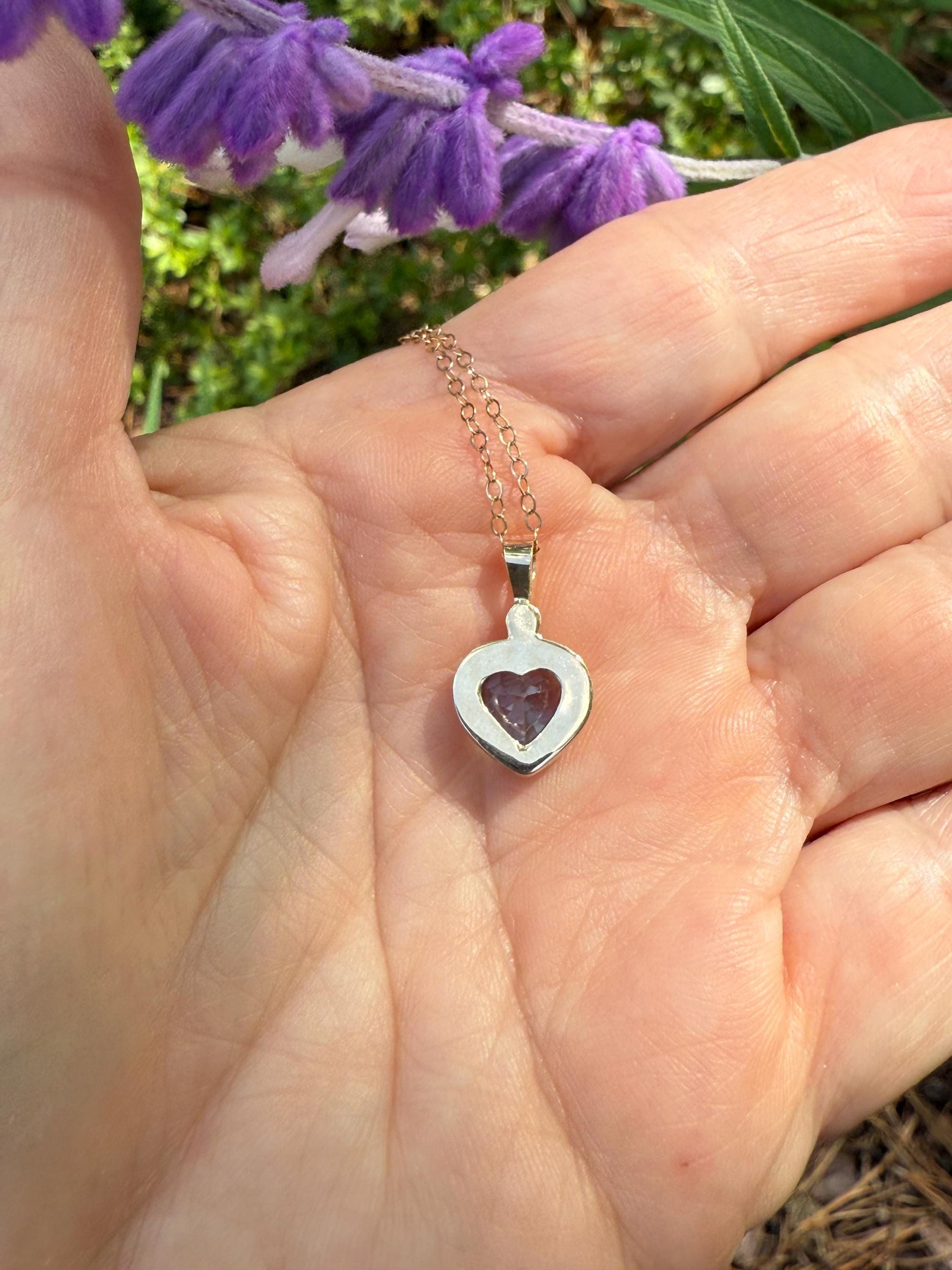 Blue Topaz Heart Pendant with Diamond Accent in 14k Gold