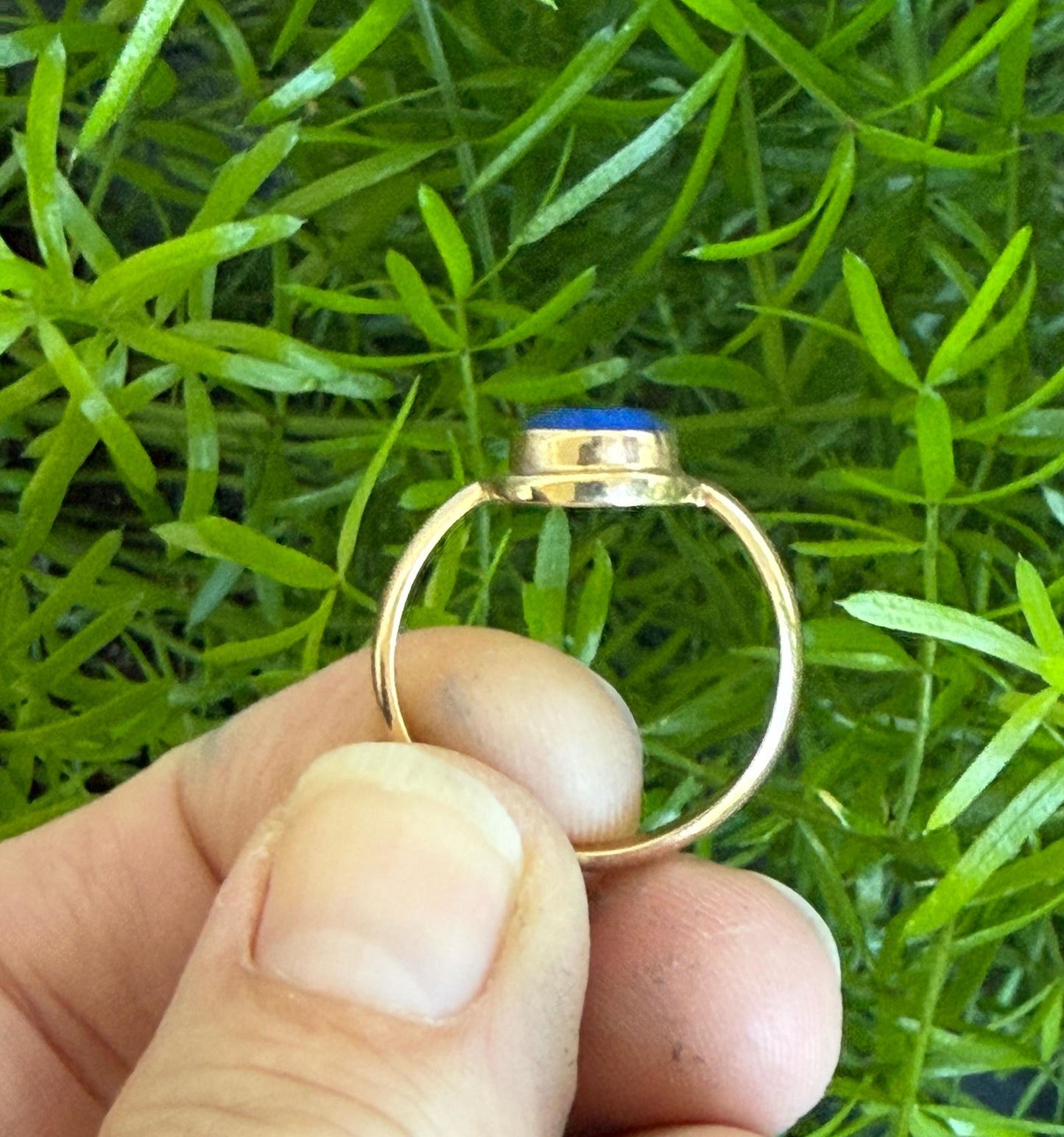 14K Gold Ring Lapis Faceted Natural Blue Lapis Handmade Ring