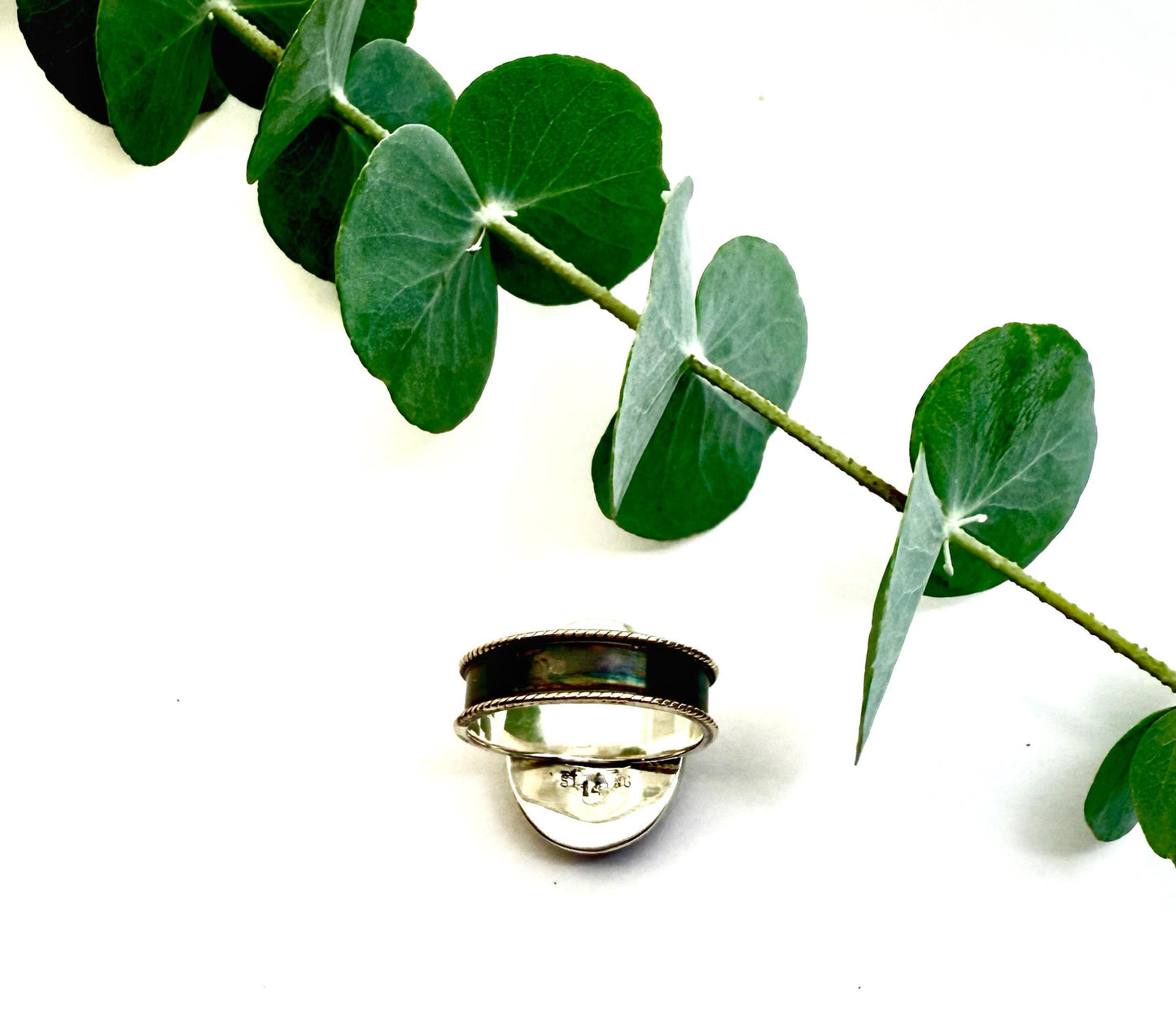 Handmade Labradorite Statement Ring in Sterling Silver and 14k Gold