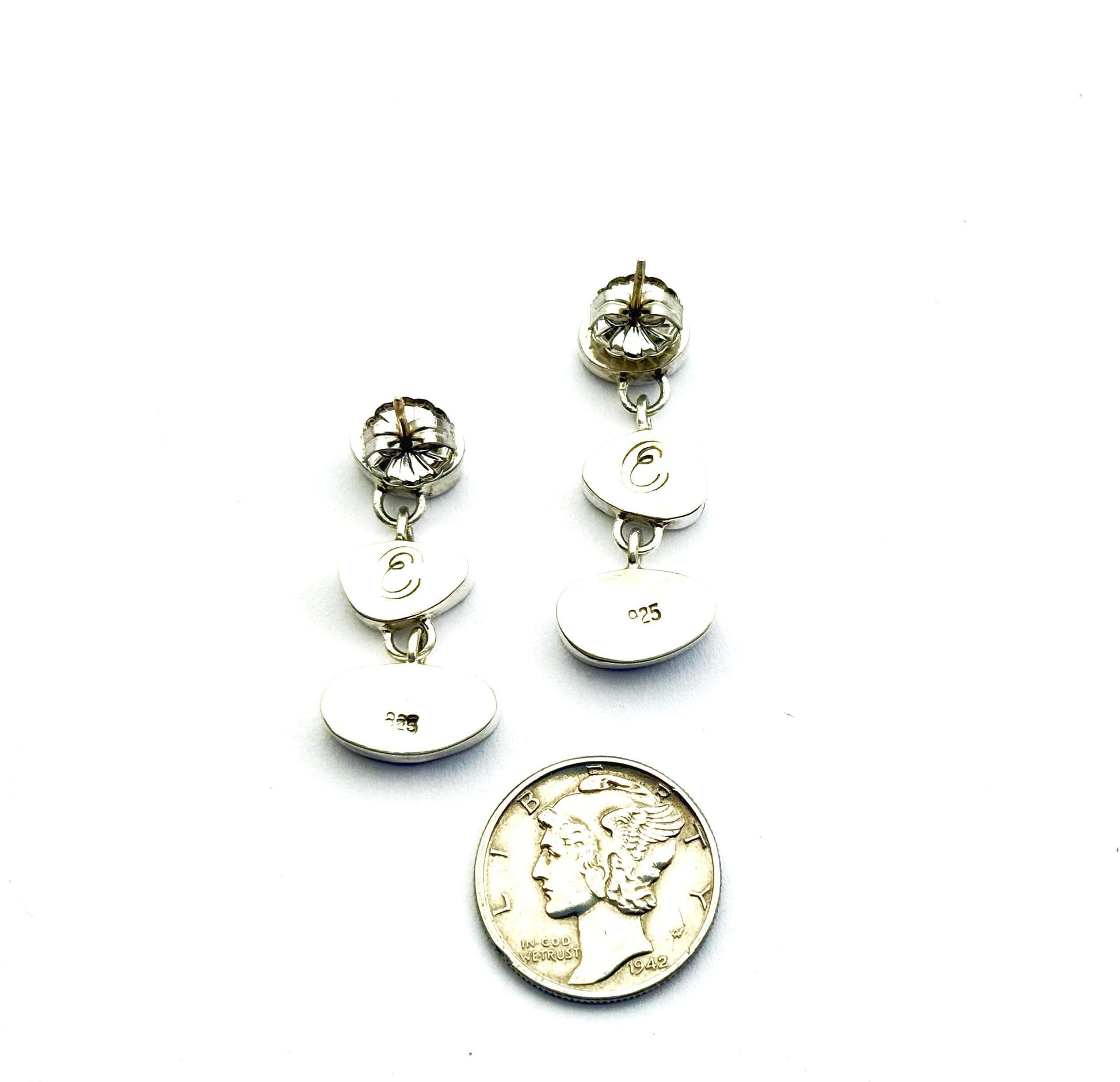 Australian Opal Earrings In Sterling Silver, Blue Stone Dangle Earrings