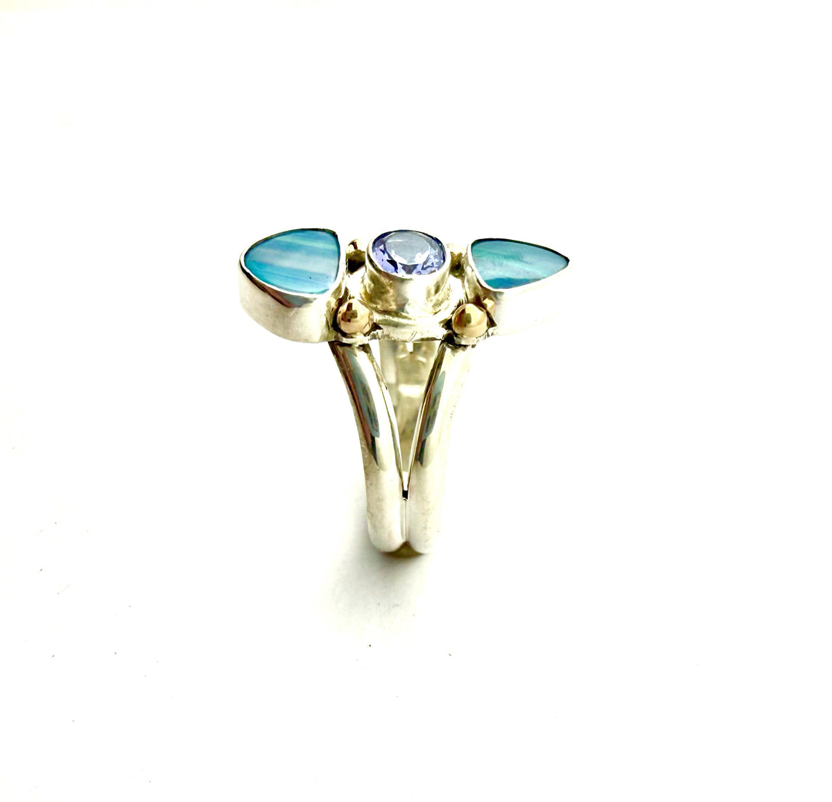 Australian Opal and Tanzanite Ring