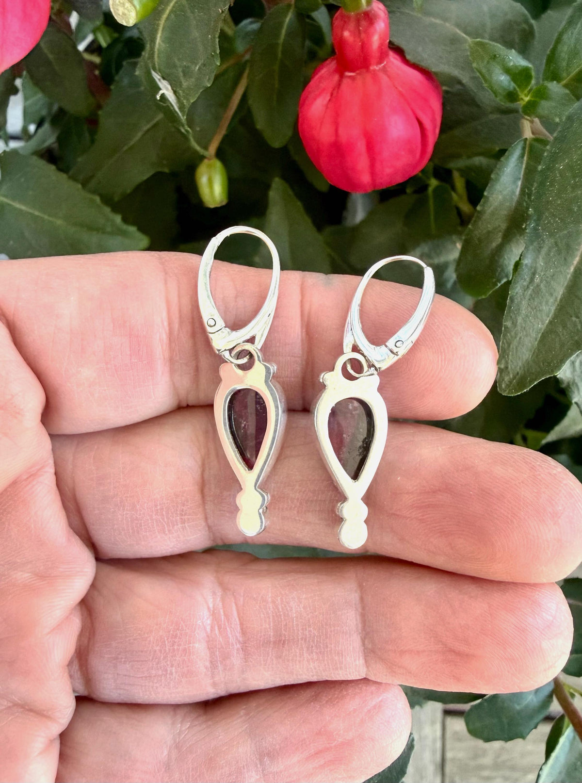 Watermelon Tourmaline Earrings in Sterling Silver