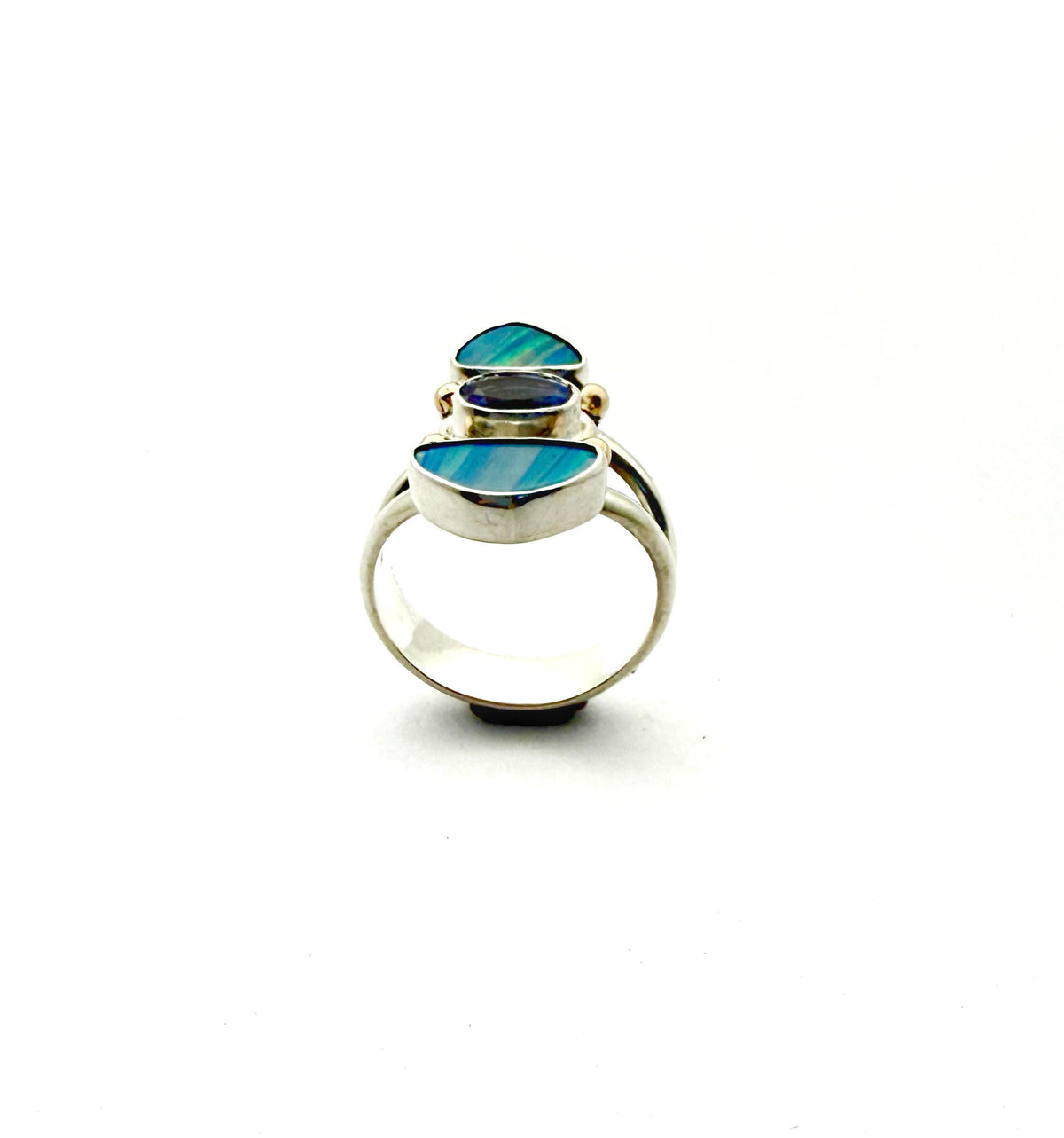 Australian Opal and Tanzanite Ring
