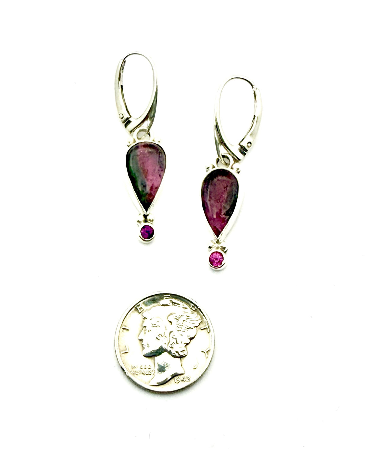 Watermelon Tourmaline Earrings in Sterling Silver