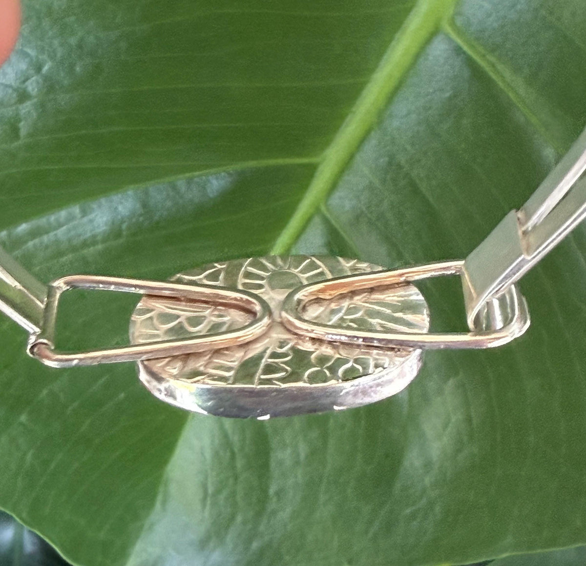 Indonesian Opal Bracelet in Sterling Silver, Bangle with Scenic Stone