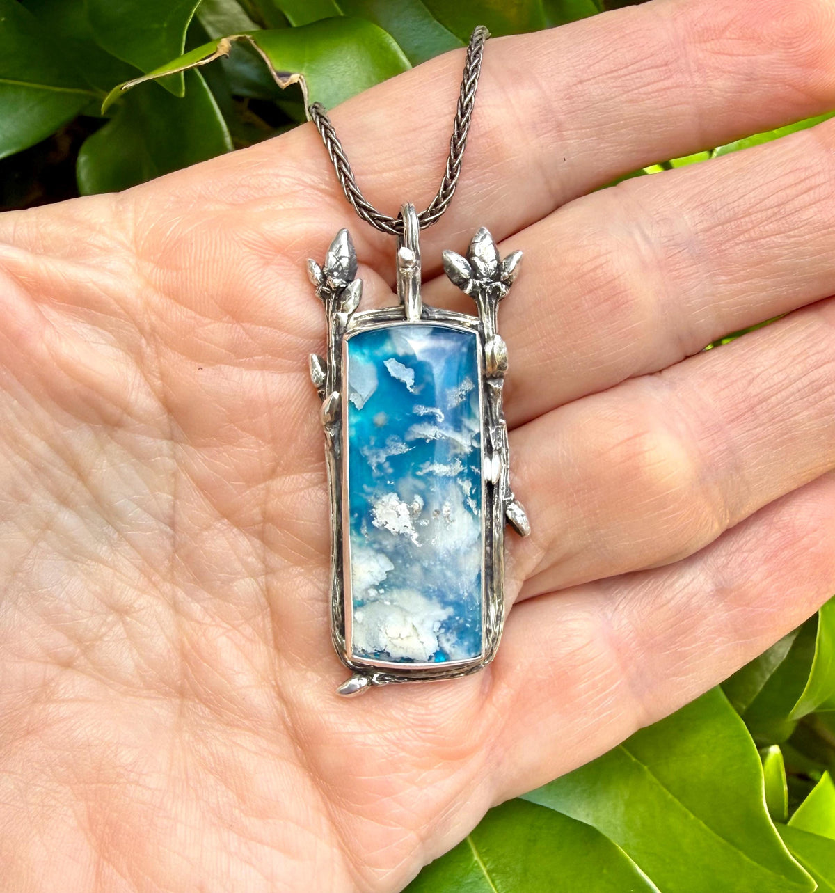 Cloud Stone Pendant in Sterling Silver, Blue and White Pendant