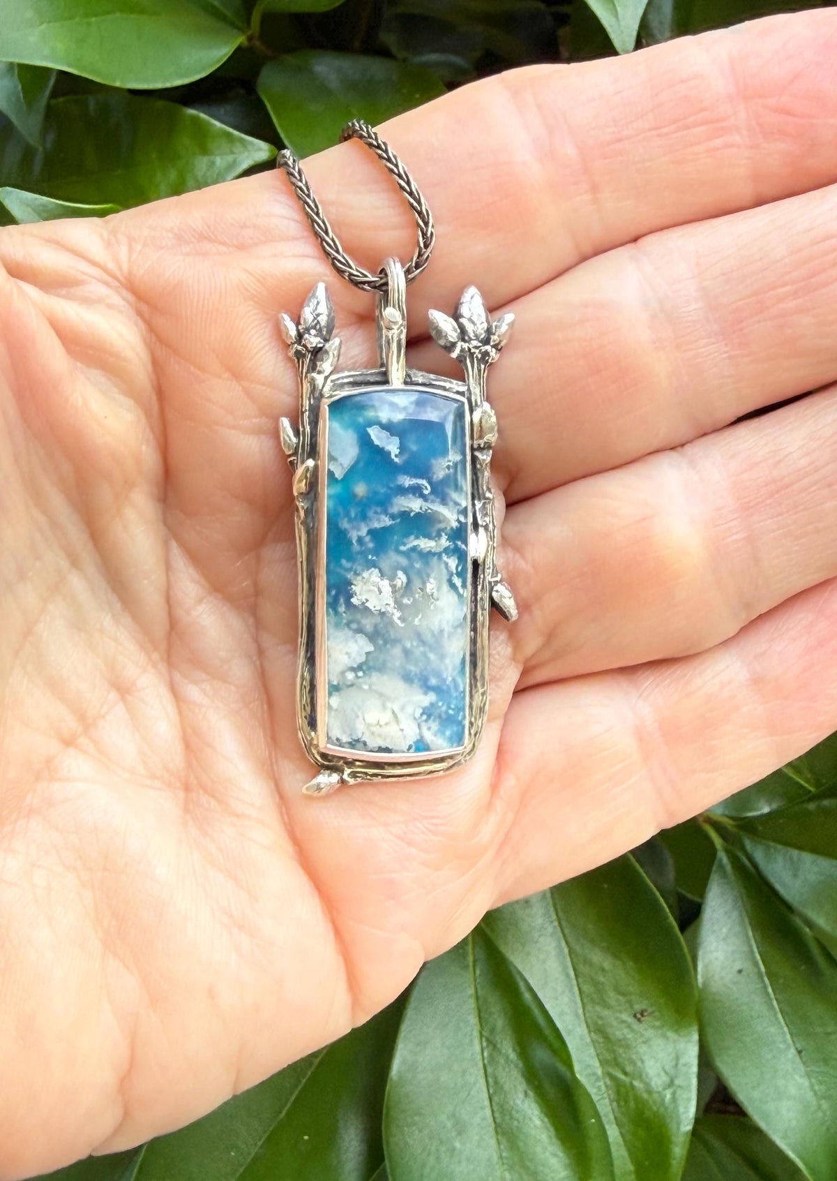 Cloud Stone Pendant in Sterling Silver, Blue and White Pendant
