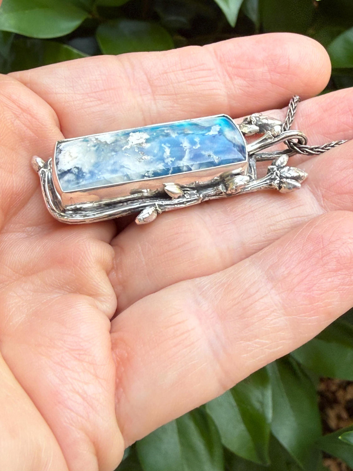 Cloud Stone Pendant in Sterling Silver, Blue and White Pendant