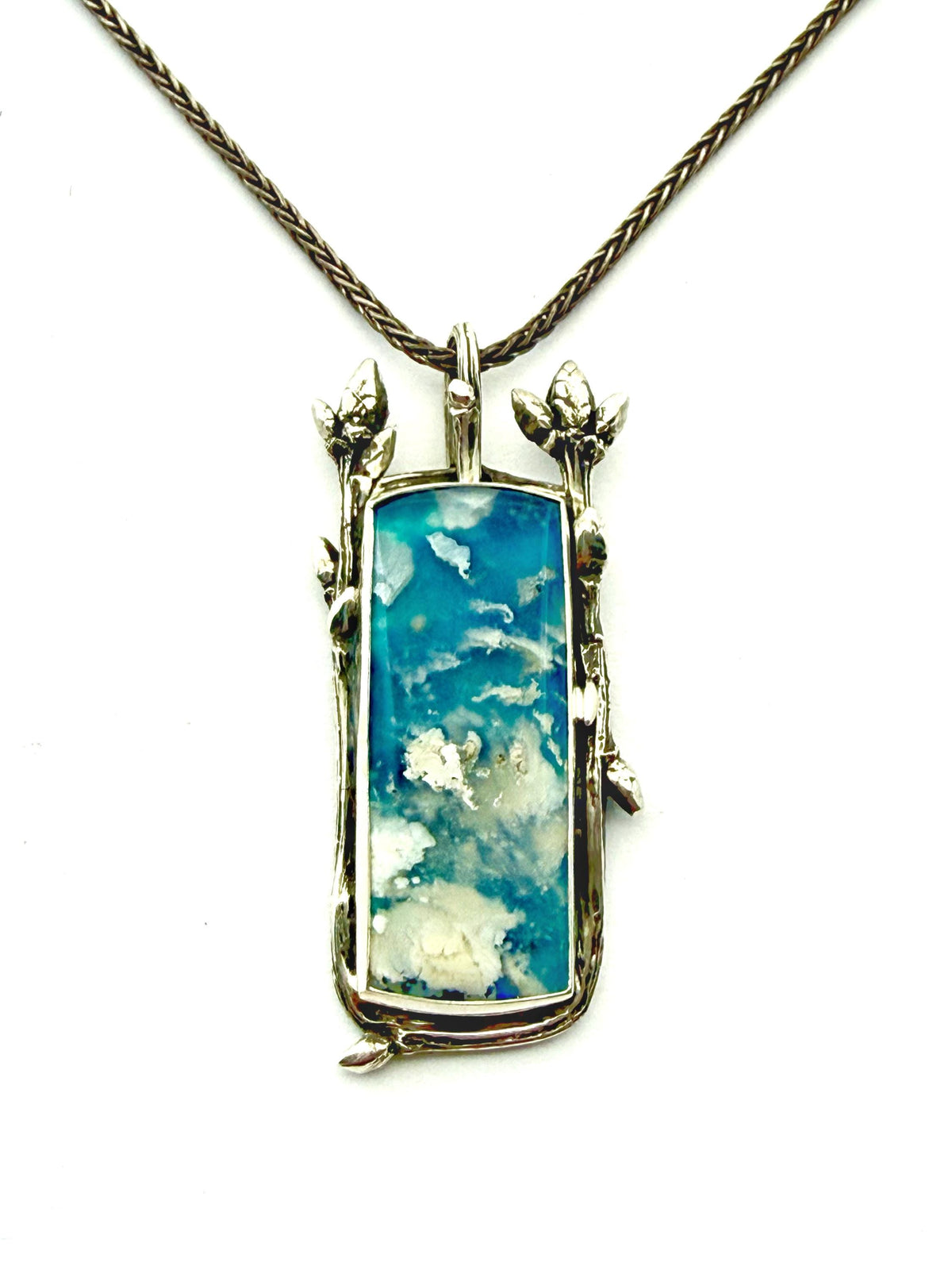 Cloud Stone Pendant in Sterling Silver, Blue and White Pendant