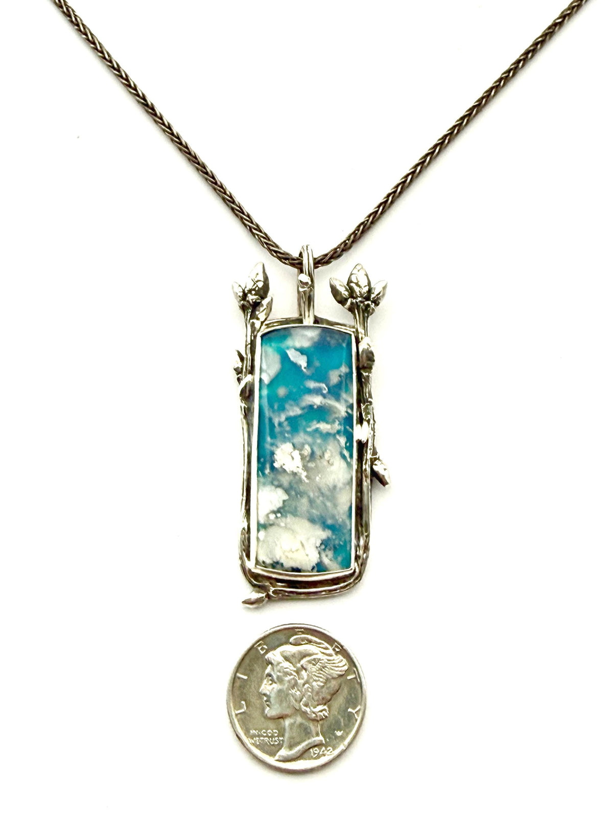 Cloud Stone Pendant in Sterling Silver, Blue and White Pendant