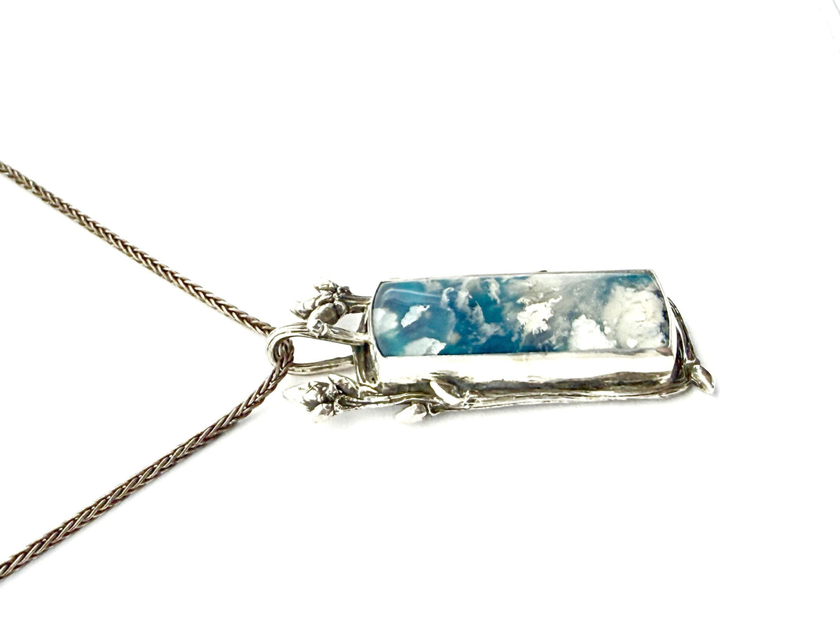 Cloud Stone Pendant in Sterling Silver, Blue and White Pendant